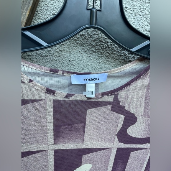 Miaou Long Sleeve Graphic Print Mesh T Shirt - Picture 4 of 4